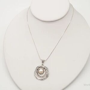 Vintage Pearl Israel 925 Sterling Silver Necklace 18in